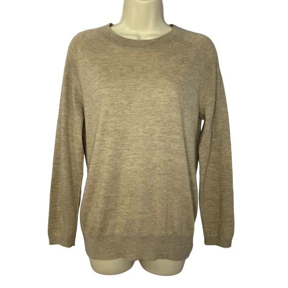 Madeleine Thompson Cashmere Crew Neck Sweater Tan Soft Luxury Small - Picture 1 of 8